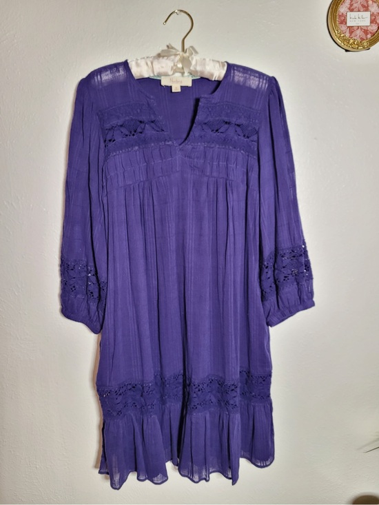 Nurture by Lamaze Dresses & Skirts - Nurture by Lamaze Blue Crochet-Trim Long Sleeve Dress